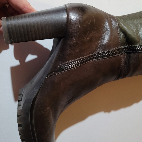 3 inch heel brown leather knee-high boots - Picture 14 of 15